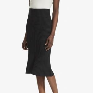 Slinky Knit black fold over midi skirt